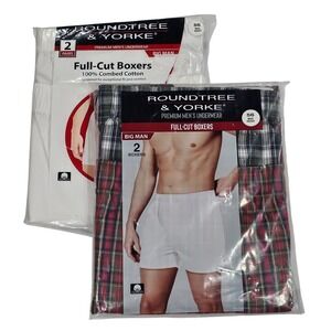 Lot of 2 Big Man Boxers Size 56 Roundtree & Yorke (4 Pairs) Full-Cut Underwear